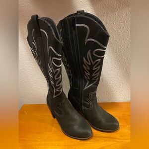 Torrid Black Cowboy Western Knee Boots 8.5 WW